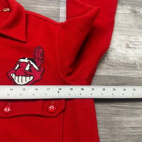 Vintage 60s 70s Boy Scouts Of America Cleveland Indians Red Mens S Wool Jacket - Picture 7 of 9